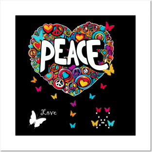 Colorful Butterfly Heart: Peaceful Harmony Graphic Posters and Art